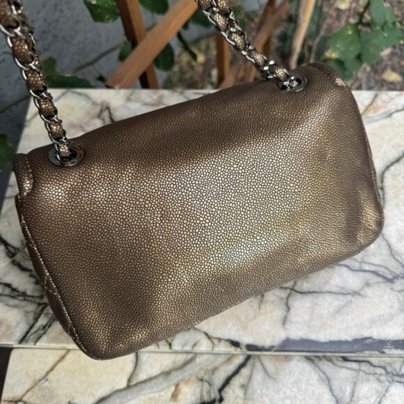 SOLD Chanel Classic Timeless CC Single Flap Metallic Caviar Shoulder Bag - Picture 5 of 16